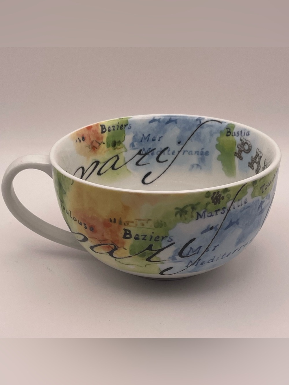 222 Fifth Paris Travels Oversized Soup Mug | French Bistro Parisian Cafe Cup